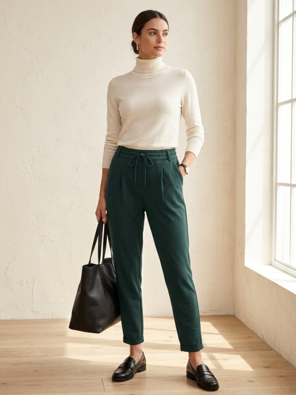 NWT ONLY Poptrash Easy Colour Pant Green Gables Forest Green Smart Casual M